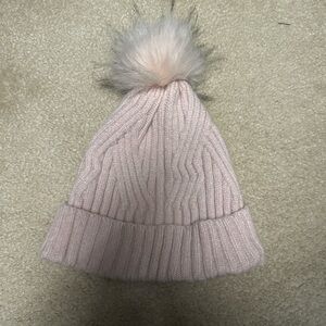 Forever 21 Soft Pink Knit Beanie with Fluffy Pom-Pom